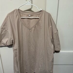 Men's Beige V-Neck T-Shirt